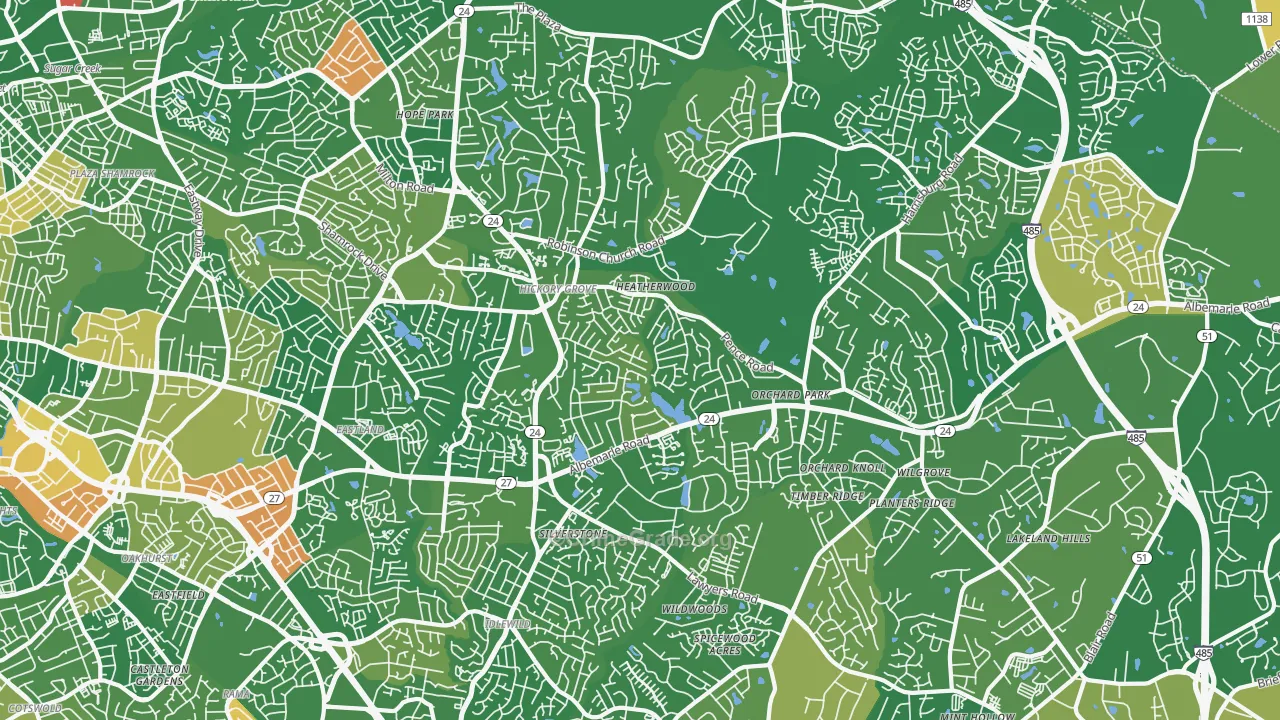 Hickory Ridge, Charlotte, NC Map of Arson Rates
