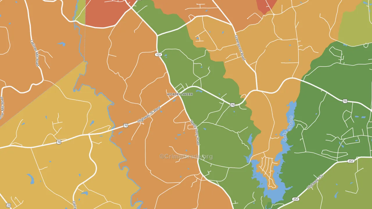 Hickory Tavern, SC Map of Arson Rates