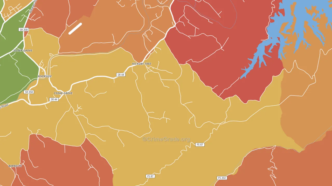 Hickory Tree, TN Map of Arson Rates