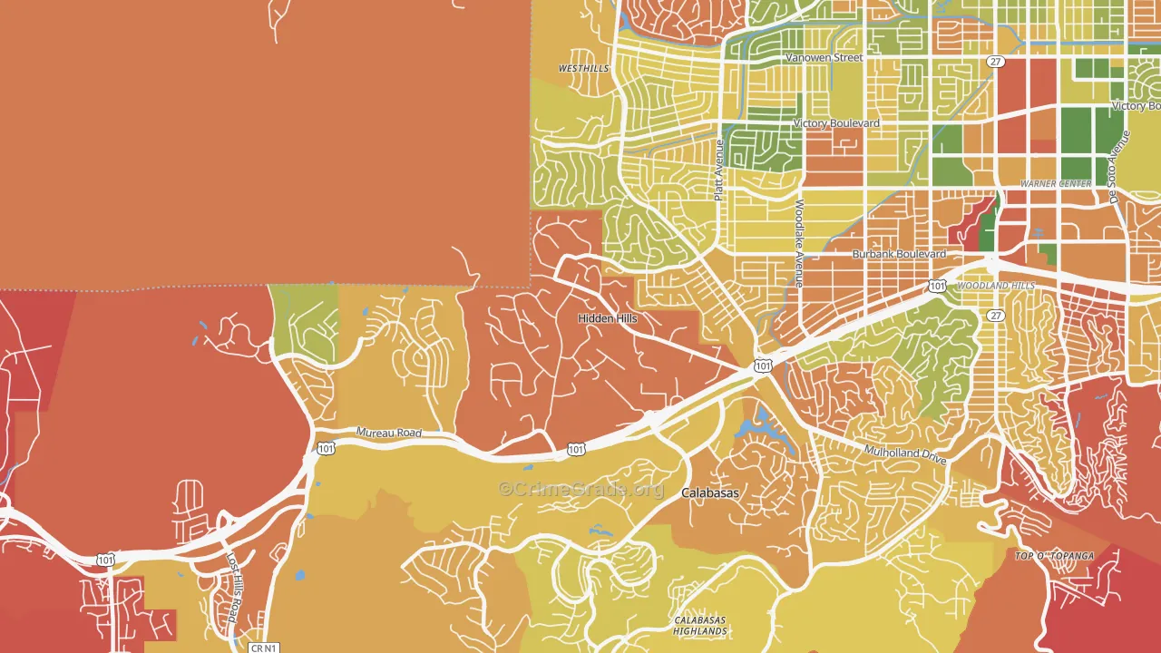 Hidden Hills, CA Map of Arson Rates