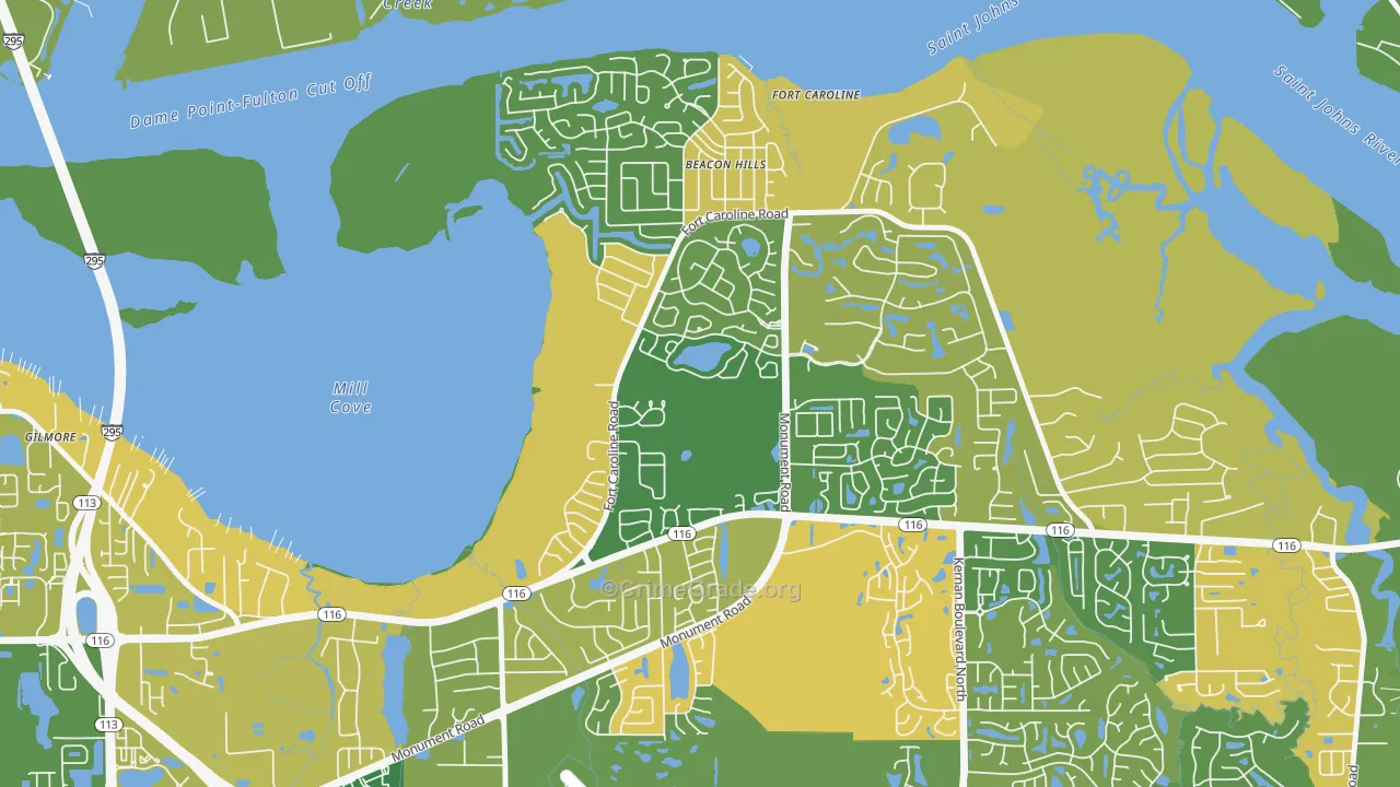 Hidden Hills, Jacksonville, FL Map of Arson Rates