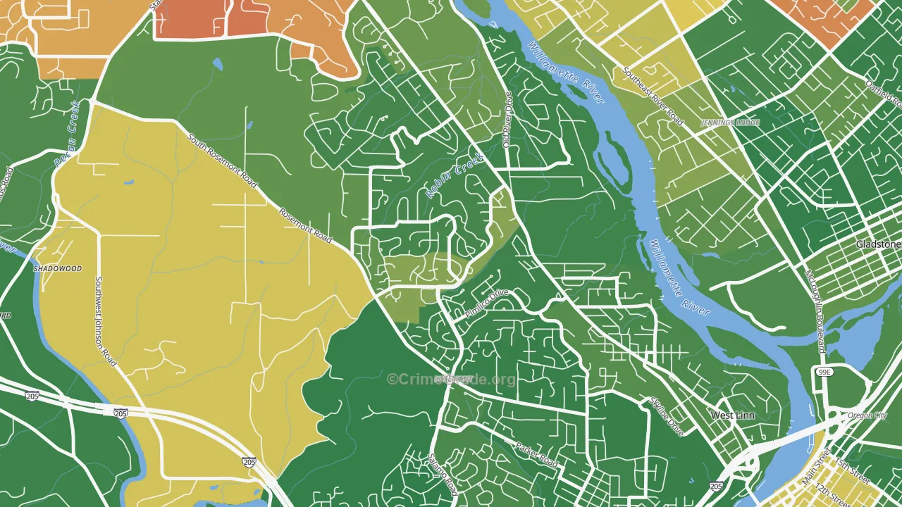 Hidden Springs, West Linn, OR Map of Arson Rates