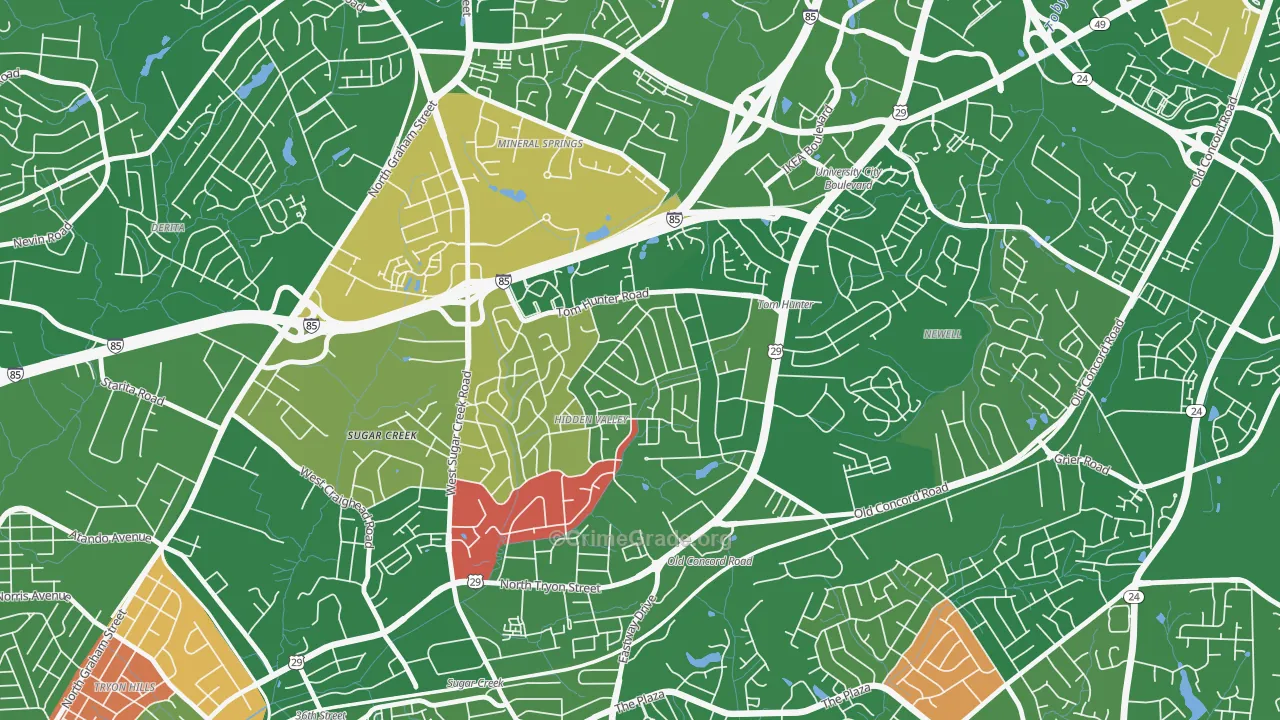 Hidden Valley, Charlotte, NC Map of Arson Rates