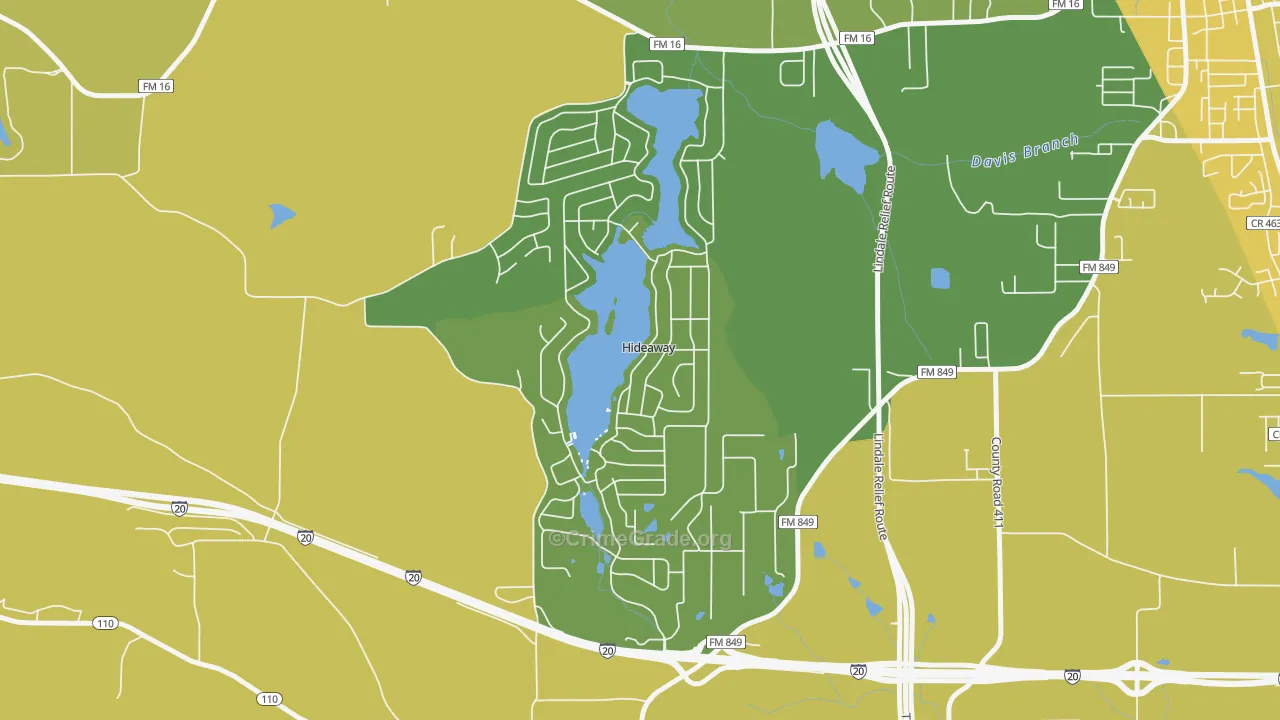 Hideaway, TX Map of Arson Rates