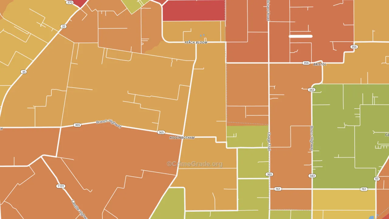 Higginbotham, LA Map of Arson Rates