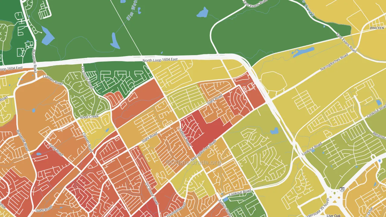 High Country, San Antonio, TX Map of Arson Rates
