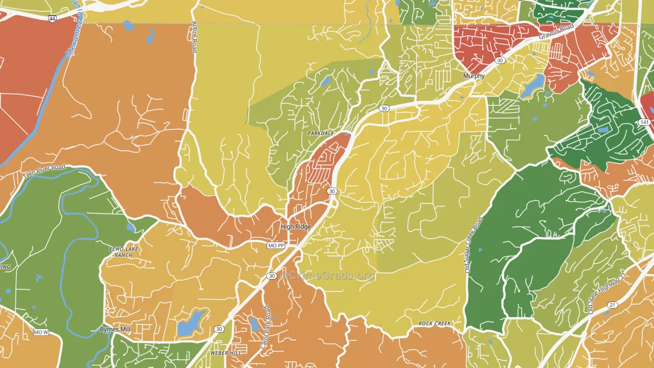 High Ridge, MO Map of Arson Rates