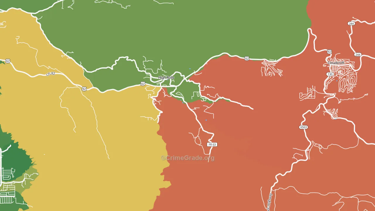 High Rolls Mountain Park, NM Map of Arson Rates