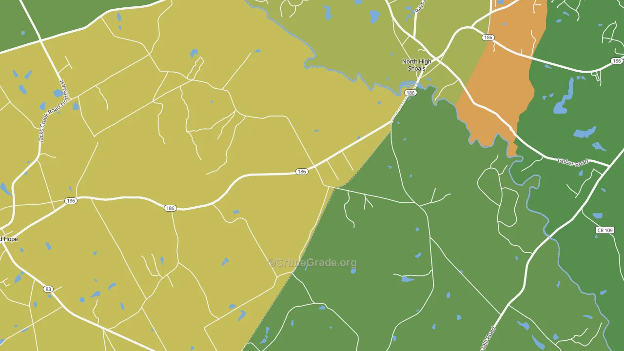 High Shoals, GA Map of Arson Rates