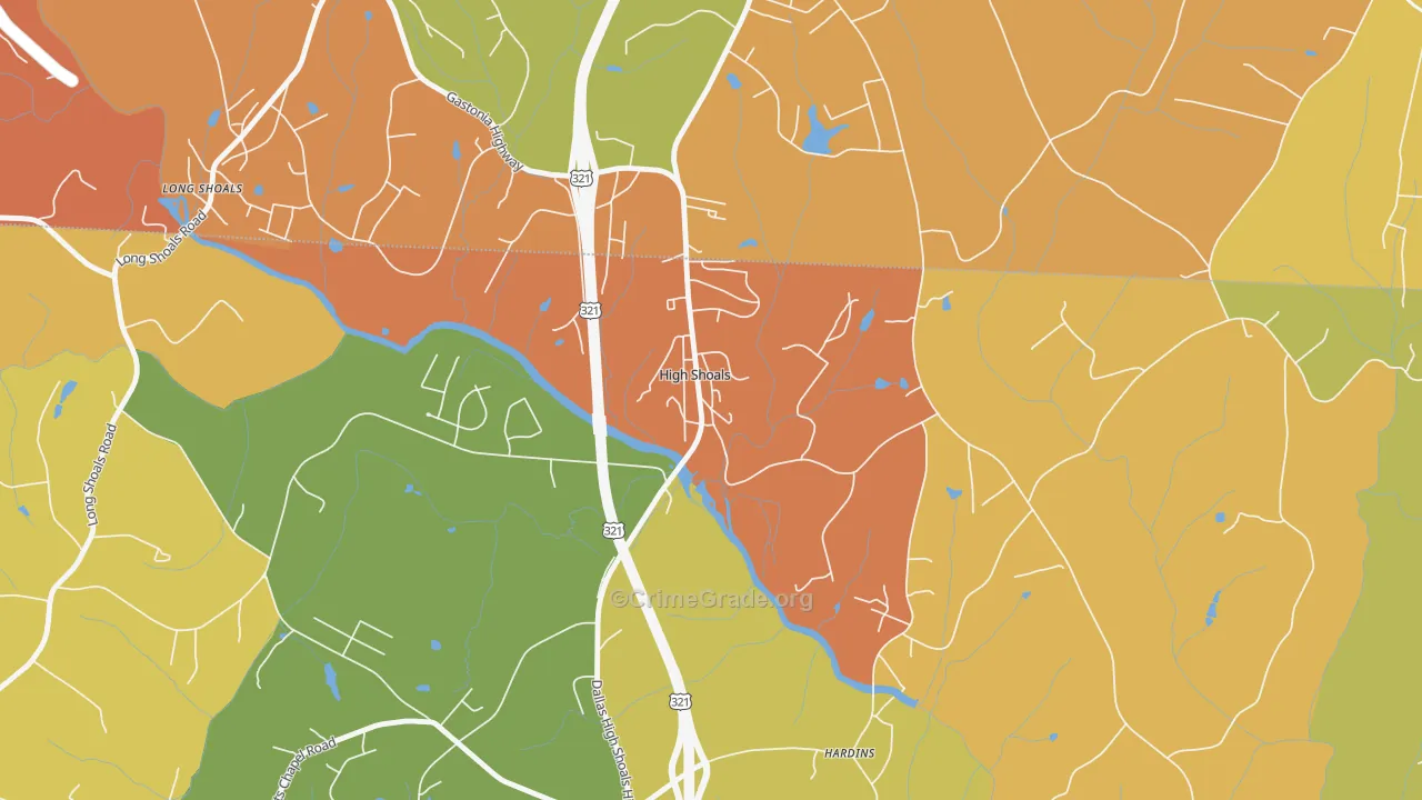 High Shoals, NC Map of Arson Rates