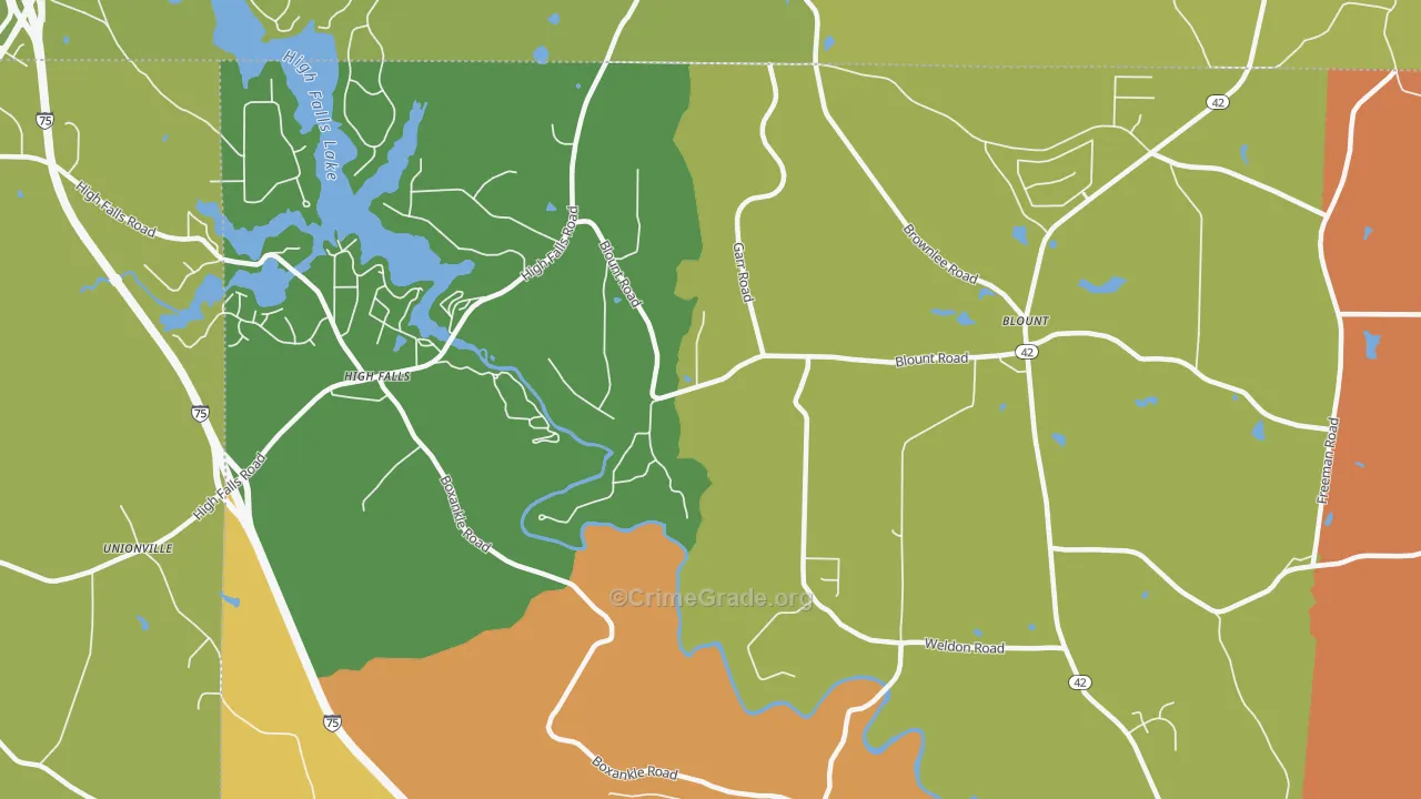 Highfalls, GA Map of Arson Rates