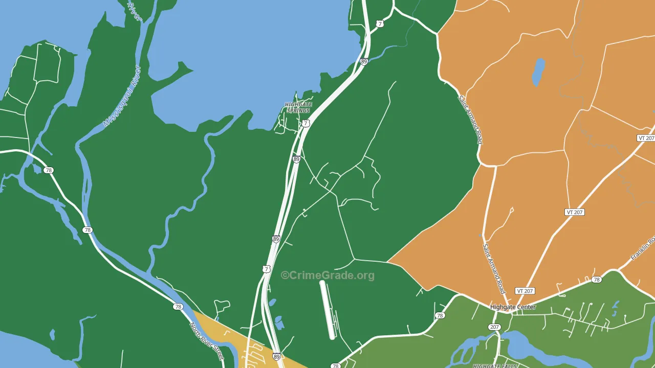 Highgate Springs, VT Map of Arson Rates