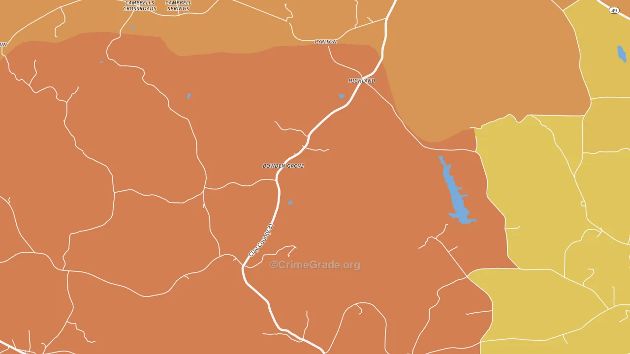 Highland, AL Map of Arson Rates