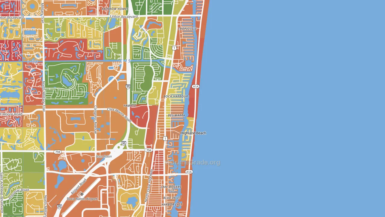 Highland Beach, FL Map of Arson Rates
