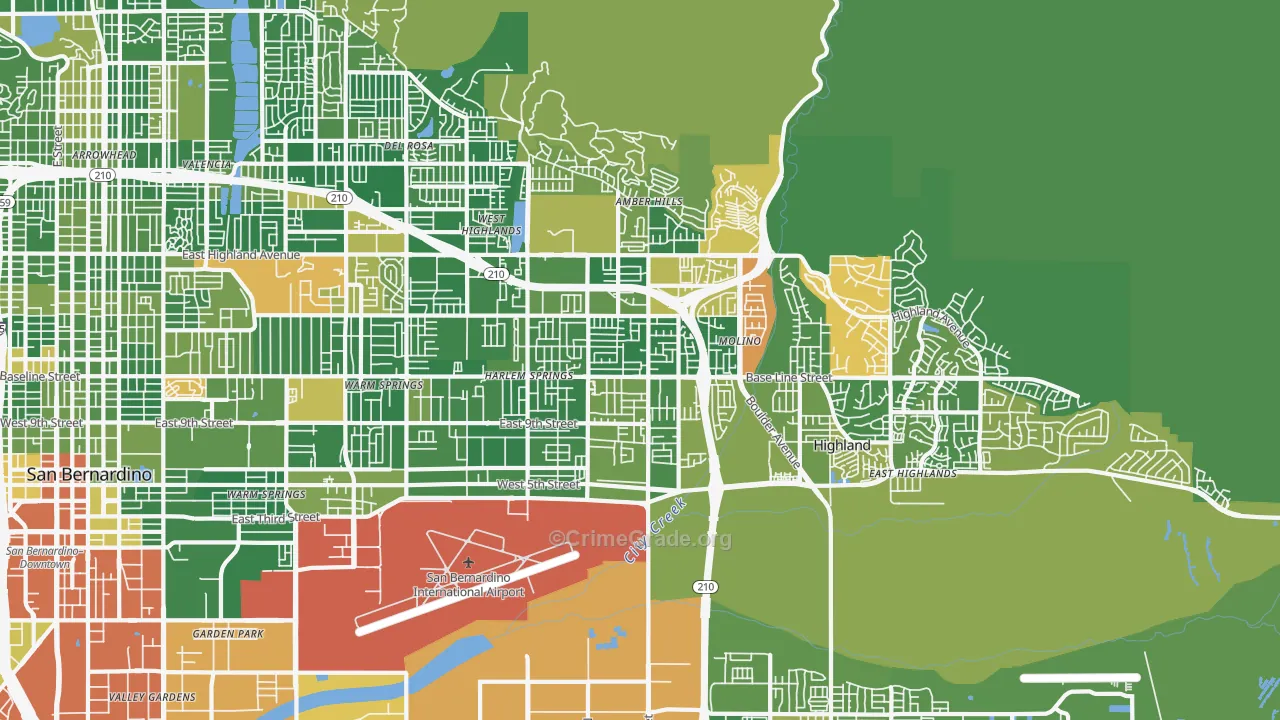 Highland, CA Map of Arson Rates