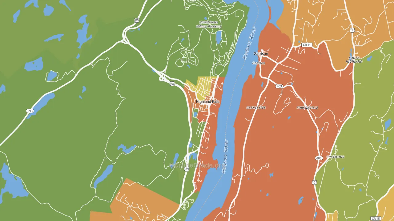 Highland Falls, NY Map of Arson Rates