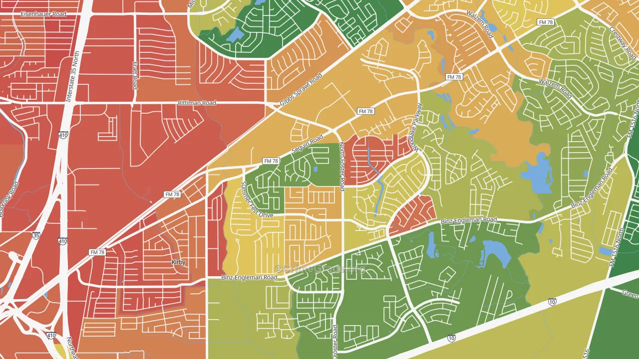 Highland Farms-San Antonio, San Antonio, TX Map of Arson Rates