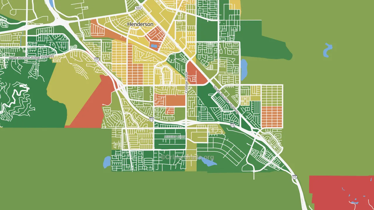 Highland Hills, Henderson, NV Map of Arson Rates