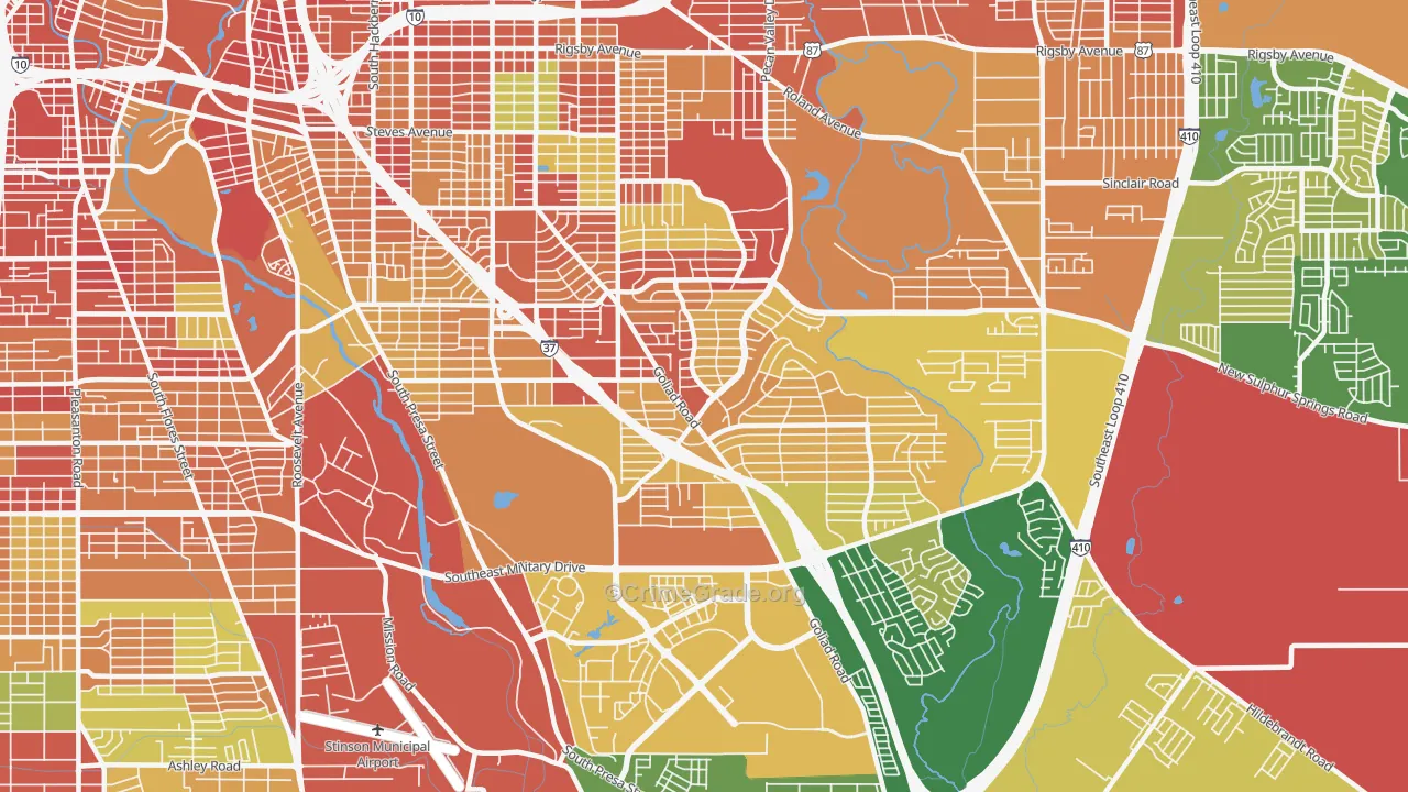 Highland Hills, San Antonio, TX Map of Arson Rates