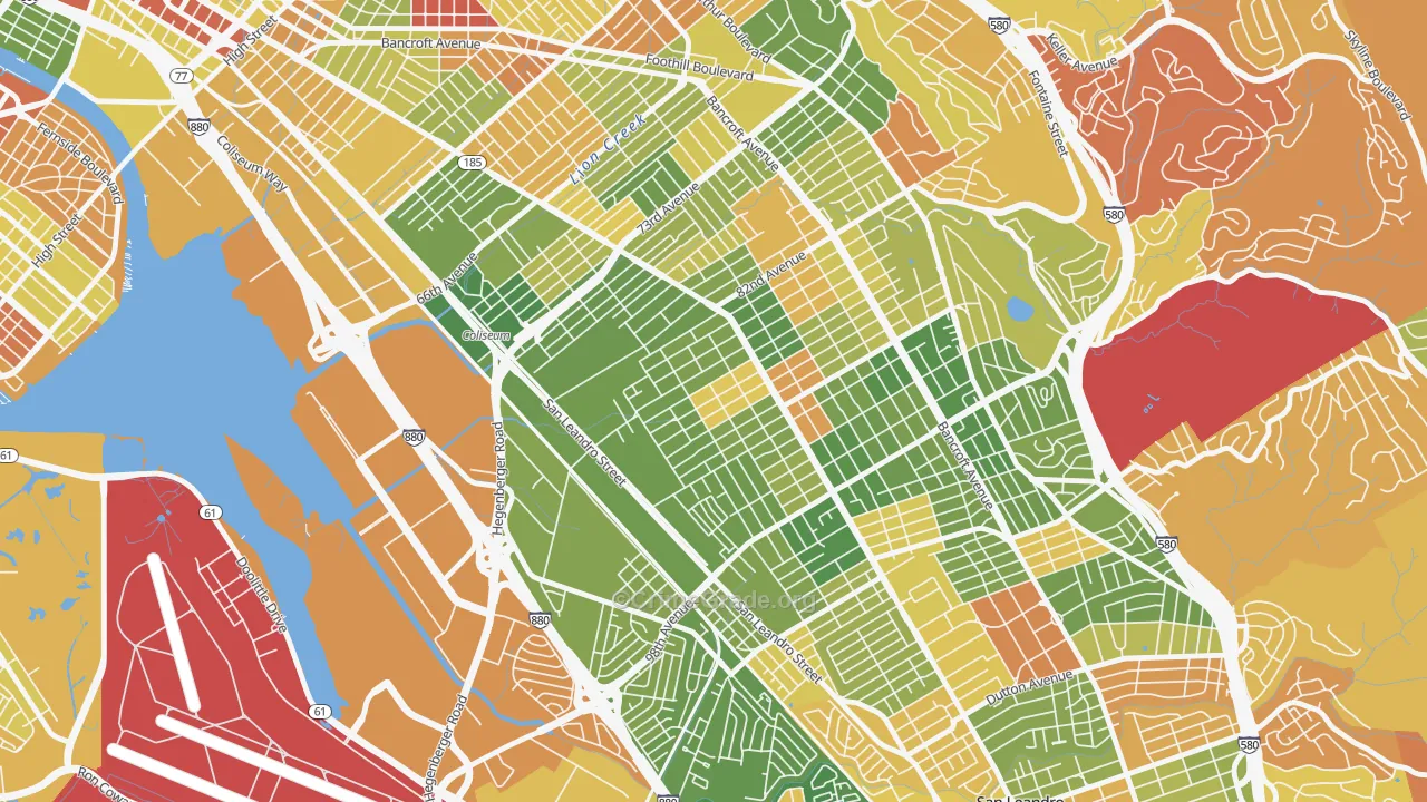 Highland, Oakland, CA Map of Arson Rates