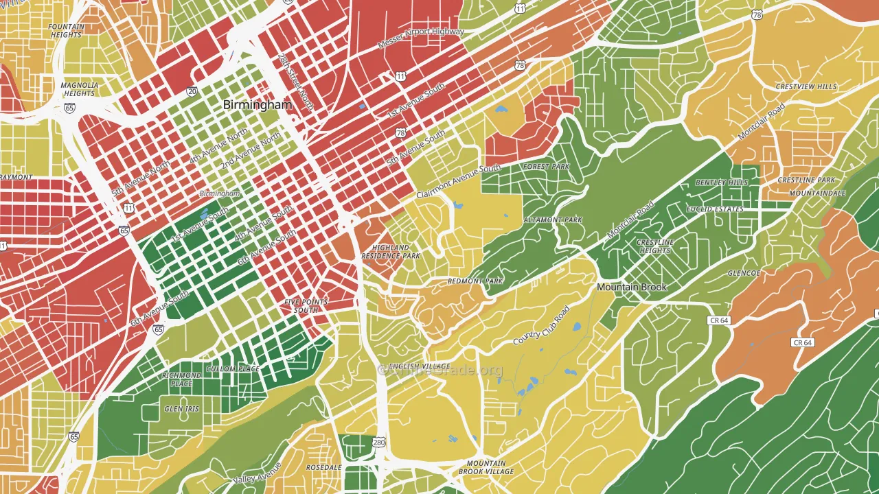 Highland Park, Birmingham, AL Map of Arson Rates