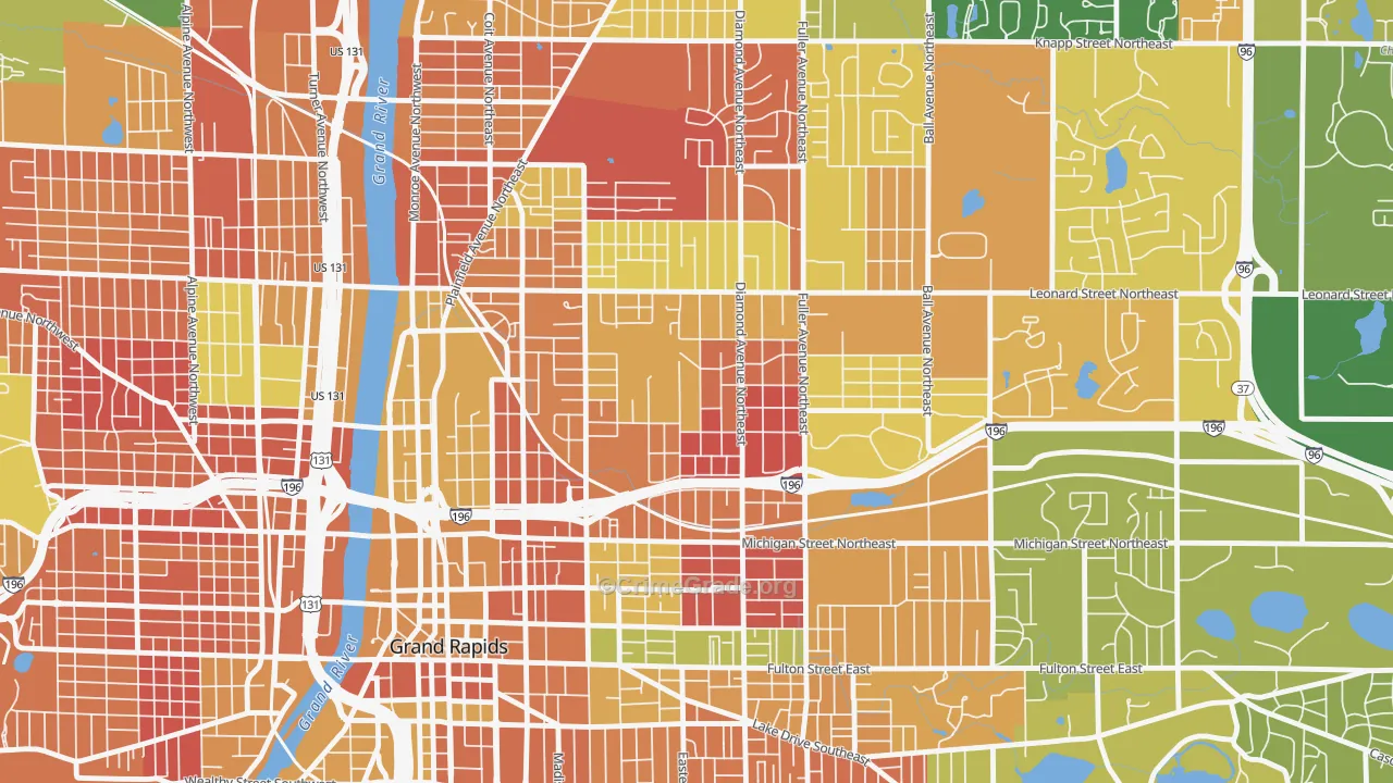 Highland Park, Grand Rapids, MI Map of Arson Rates