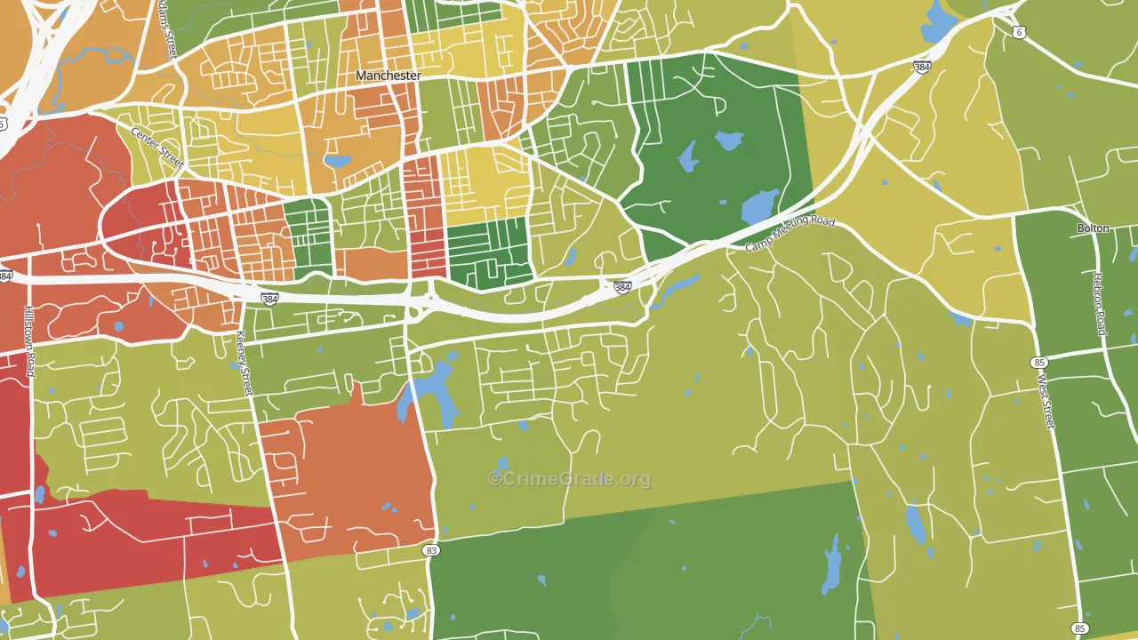 Highland Park, Manchester, CT Map of Arson Rates