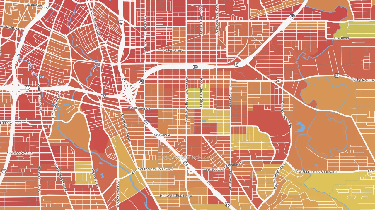 Highland Park, San Antonio, TX Map of Arson Rates