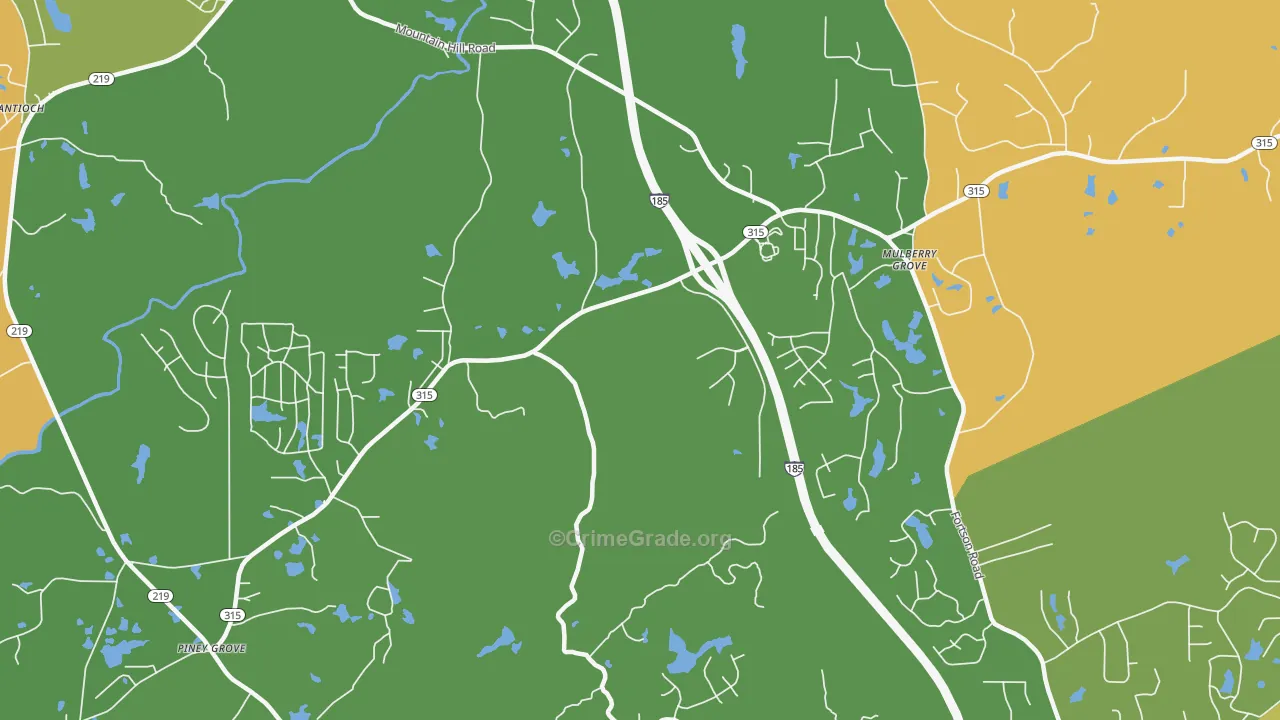 Highland Pines, GA Map of Arson Rates