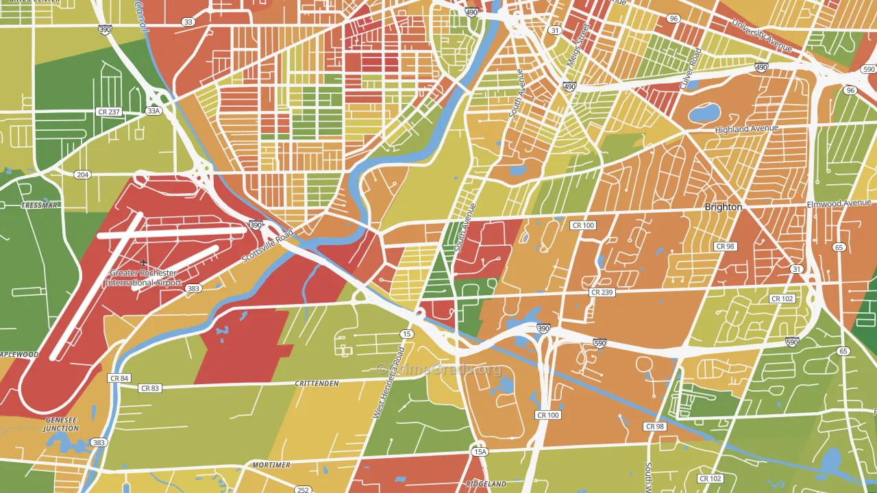 Highland, Rochester, NY Map of Arson Rates