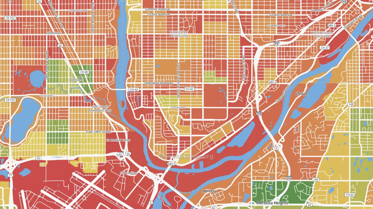 Highland, St. Paul, MN Map of Arson Rates