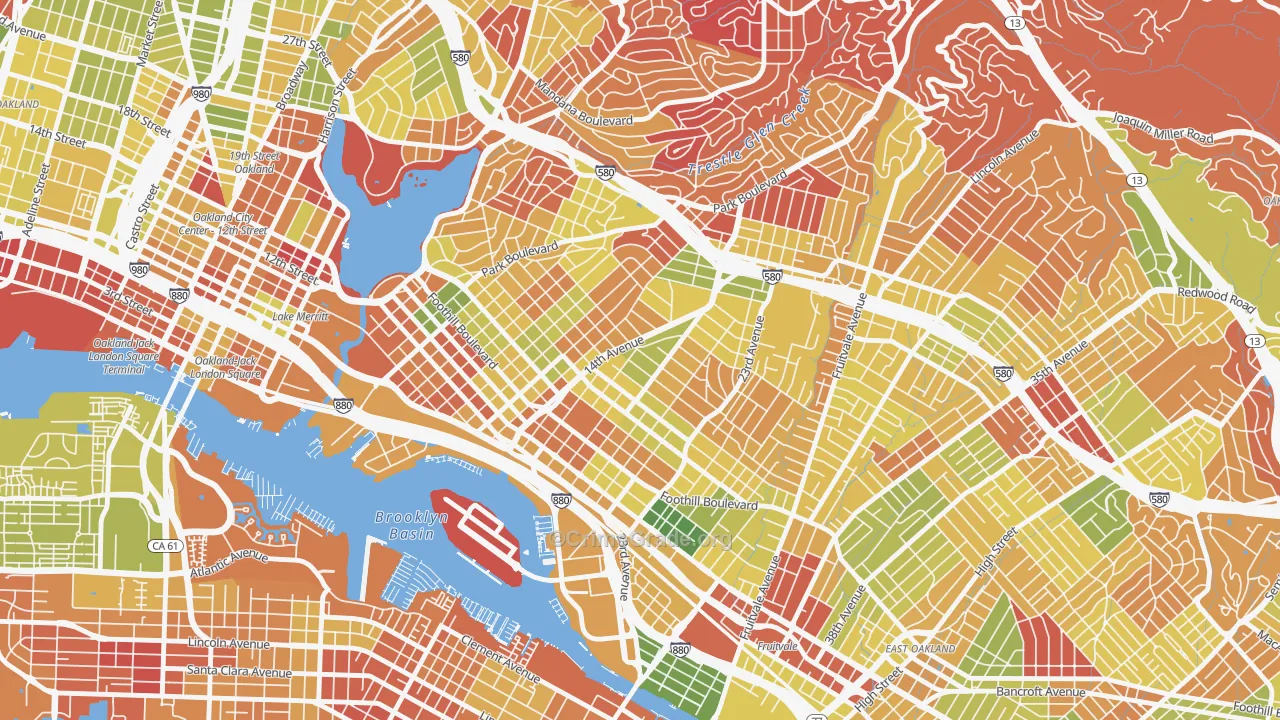 Highland Terrace, Oakland, CA Map of Arson Rates