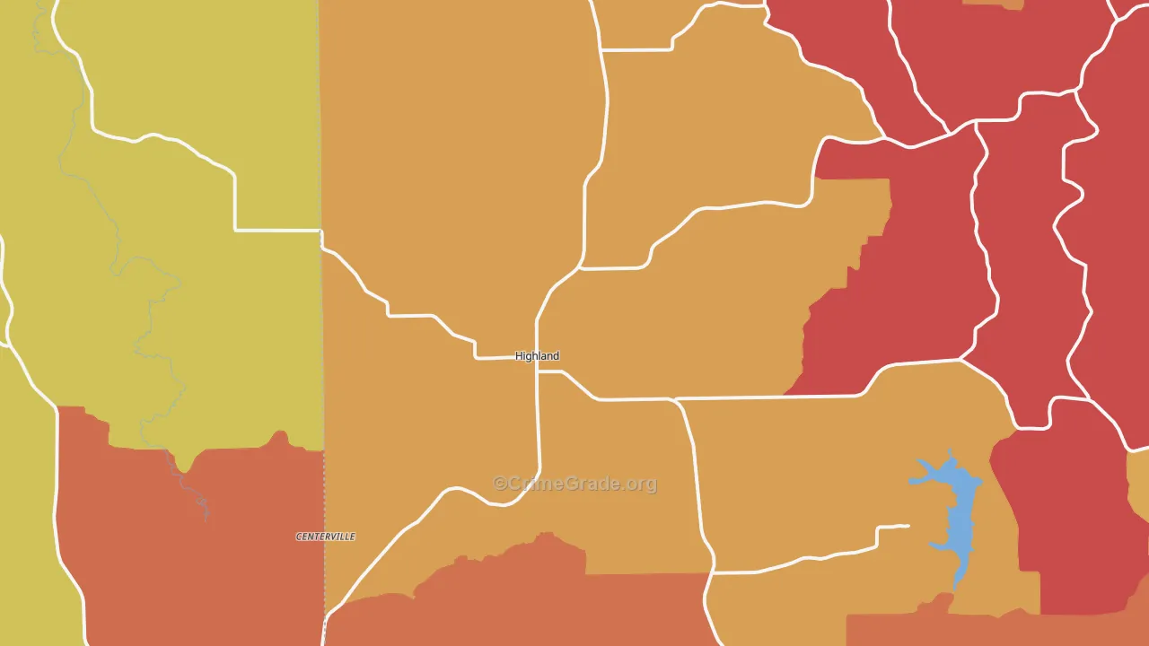 Highland, WI Map of Arson Rates