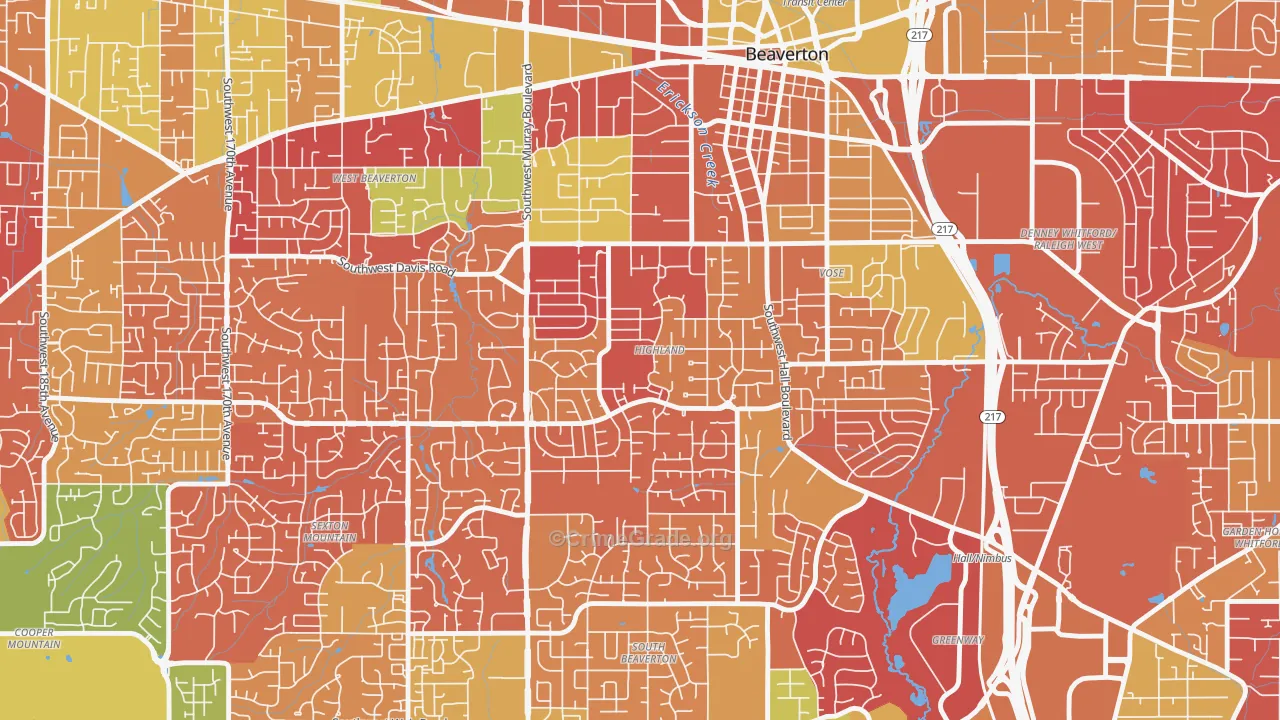 Highlands, Beaverton, OR Map of Arson Rates