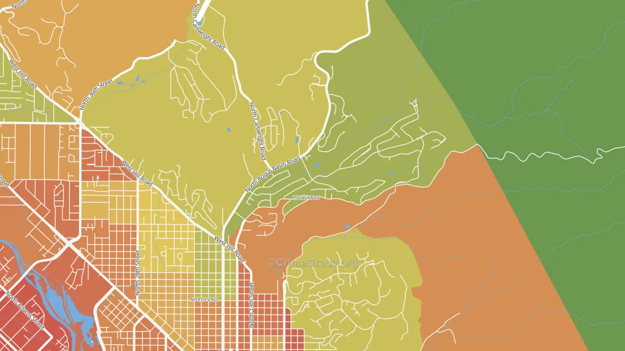 Highlands, Boise, ID Map of Arson Rates