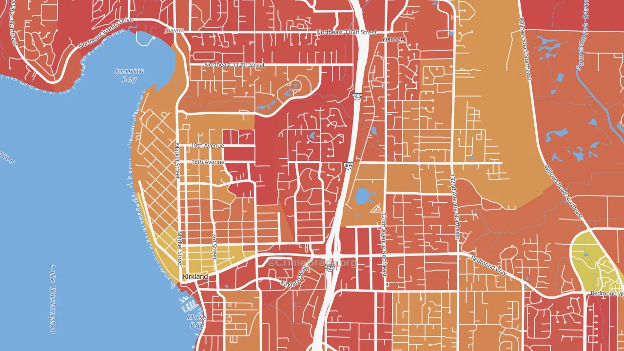 Highlands-Kirkland, Kirkland, WA Map of Arson Rates