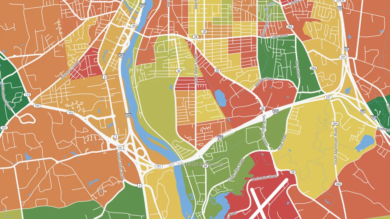 Highlands, Manchester, NH Map of Arson Rates