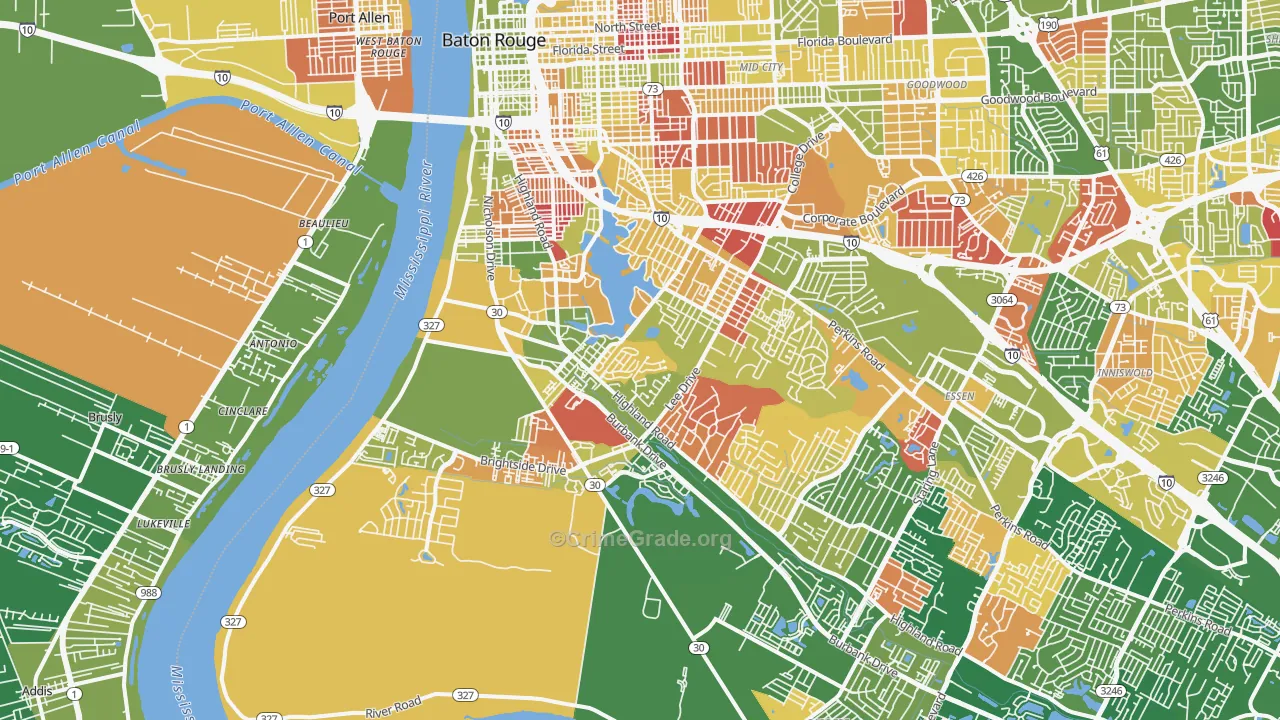 Highlands-Perkins, Baton Rouge, LA Map of Arson Rates