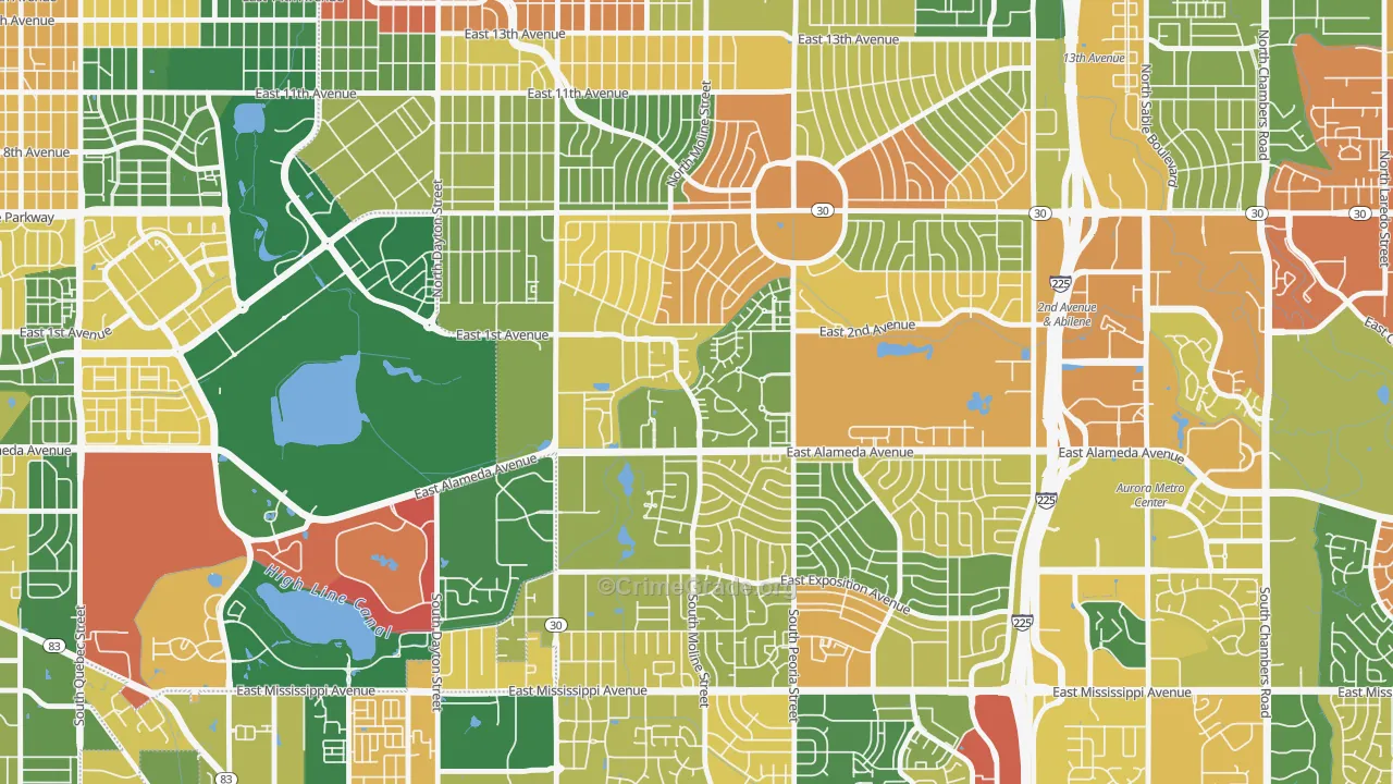 Highline Villages, Aurora, CO Map of Arson Rates