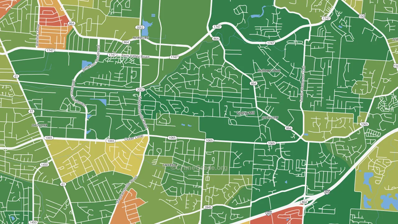 Highview, Louisville, KY Map of Arson Rates