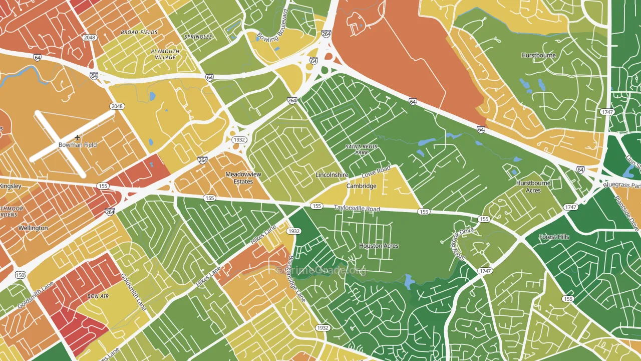 Hikes Point, Louisville, KY Map of Arson Rates