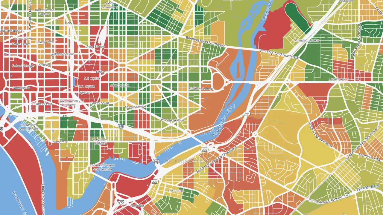Hill East, Washington, DC Map of Arson Rates