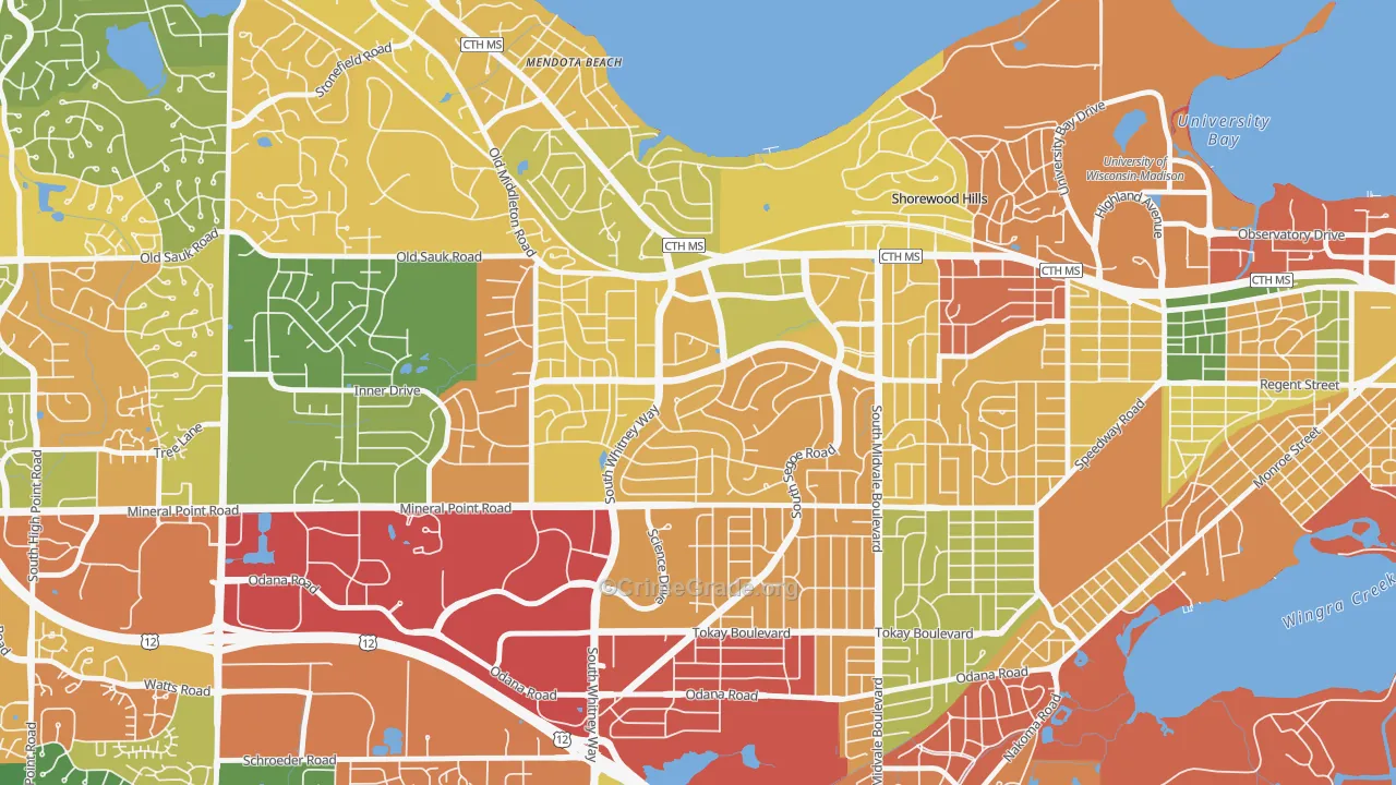 Hill Farms-University Neighborh, Madison, WI Map of Arson Rates