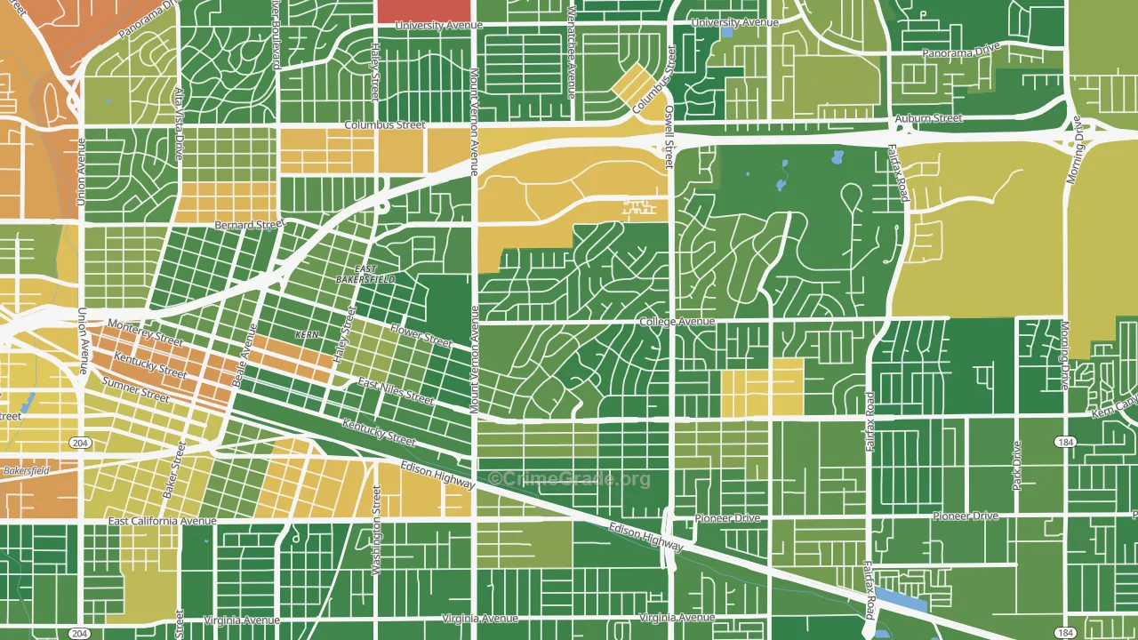 Hillcrest-Bakersfield, Bakersfield, CA Map of Arson Rates
