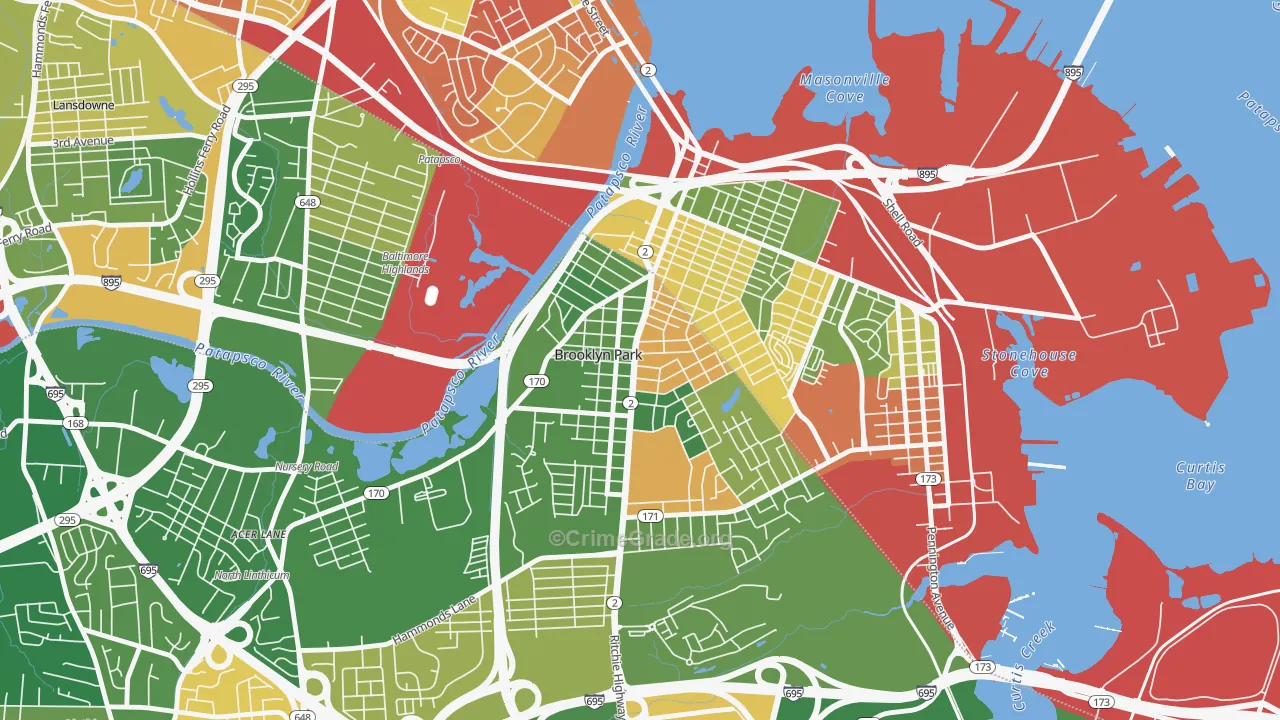 Hillcrest, Brooklyn Park, MD Map of Arson Rates