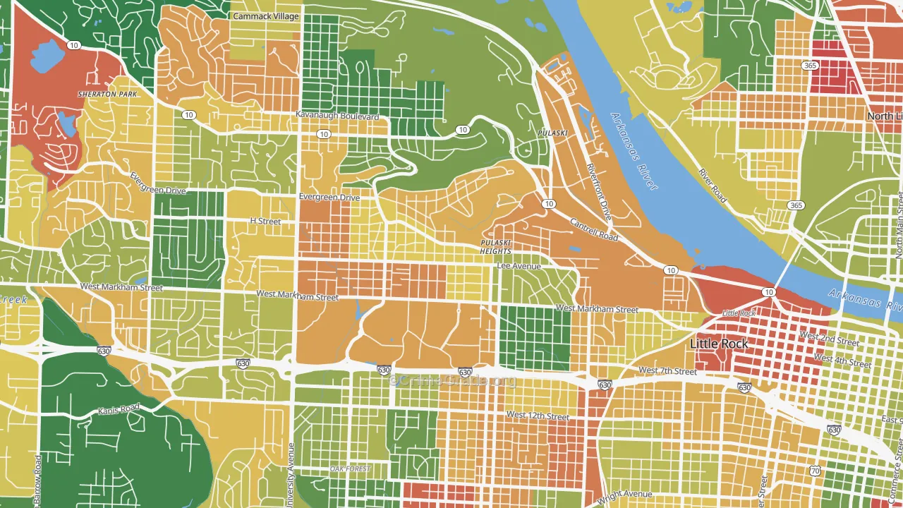 Hillcrest, Little Rock, AR Map of Arson Rates