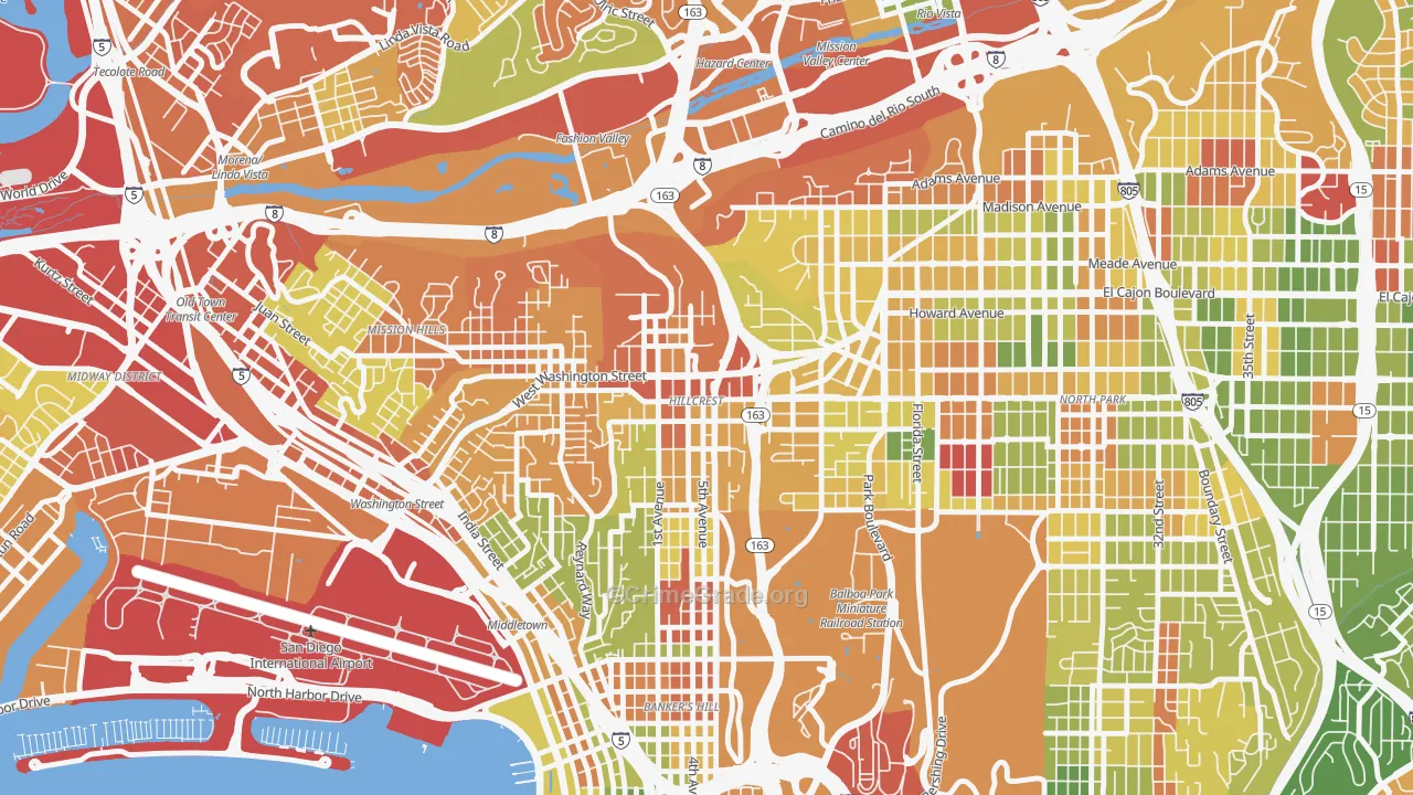 Hillcrest, San Diego, CA Map of Arson Rates