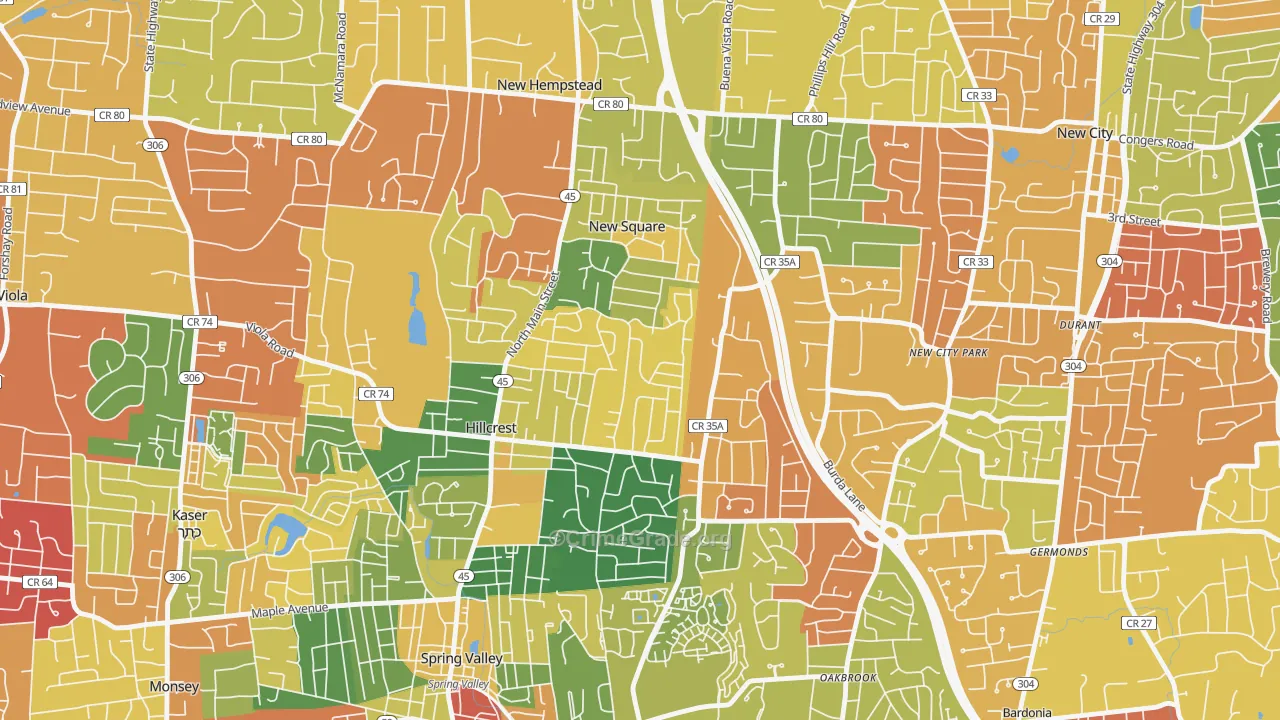 Hillcrest, Spring Valley, NY Map of Arson Rates