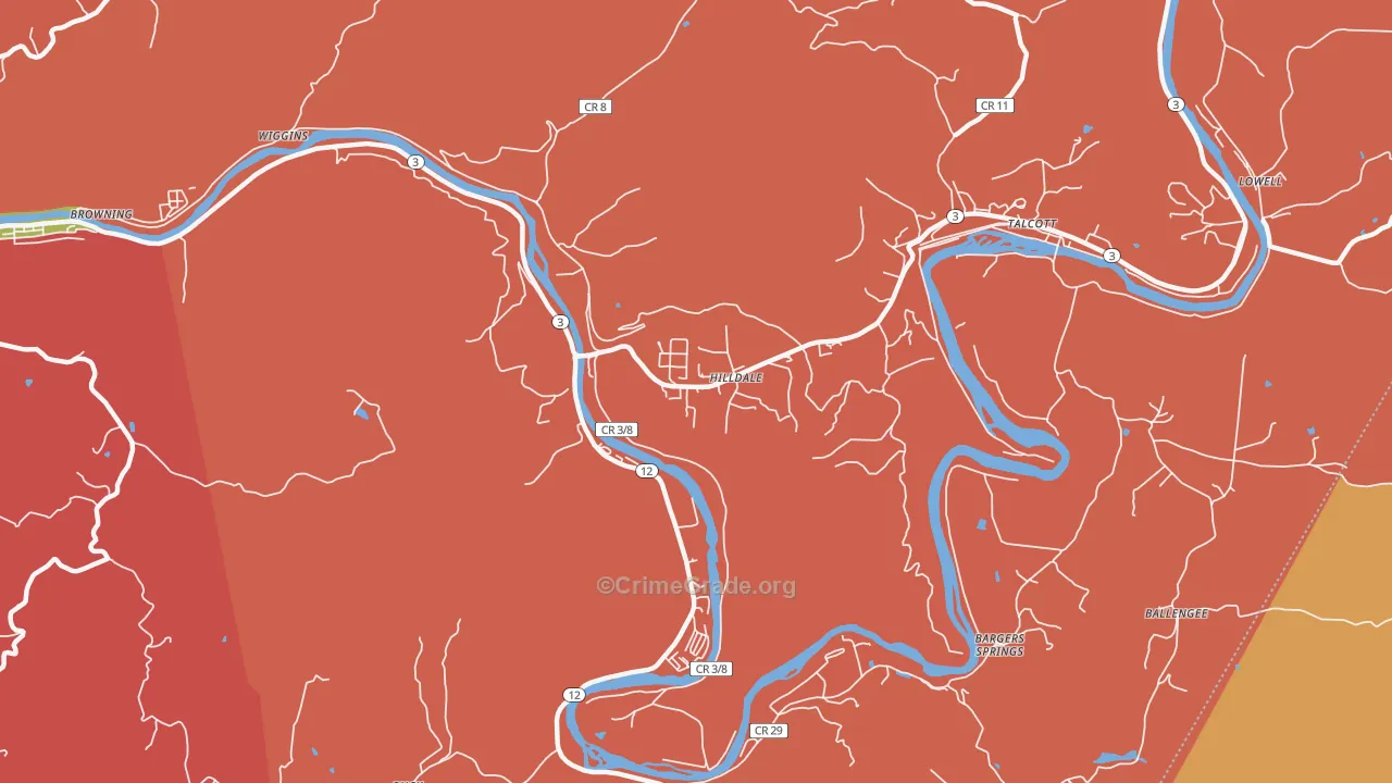Hilldale, WV Map of Arson Rates