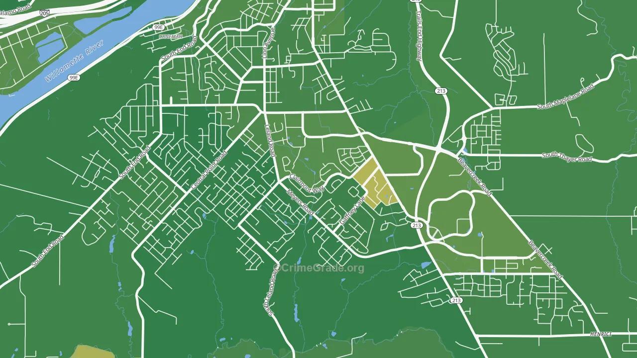 Hillendale, Oregon City, OR Map of Arson Rates